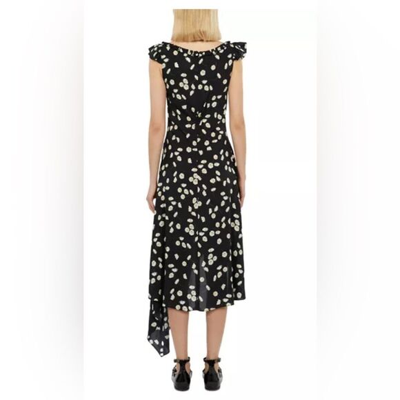 The Kooples black, white and yellow Daisies Satin slip dress y2K inspired - Picture 2 of 11